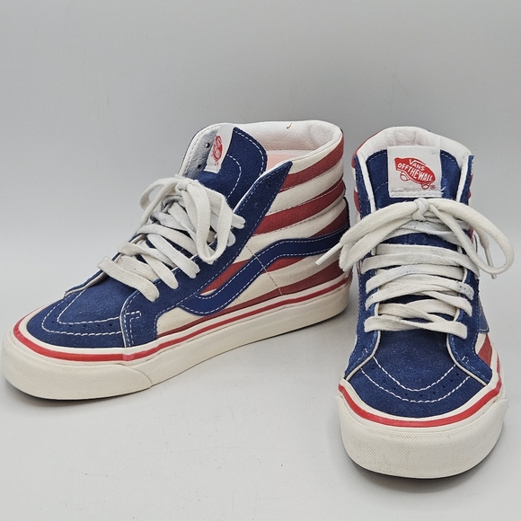 Vans sk8hi red / white / blue patriotic vans mens size 5 / womens 6.5 - Picture 14 of 16